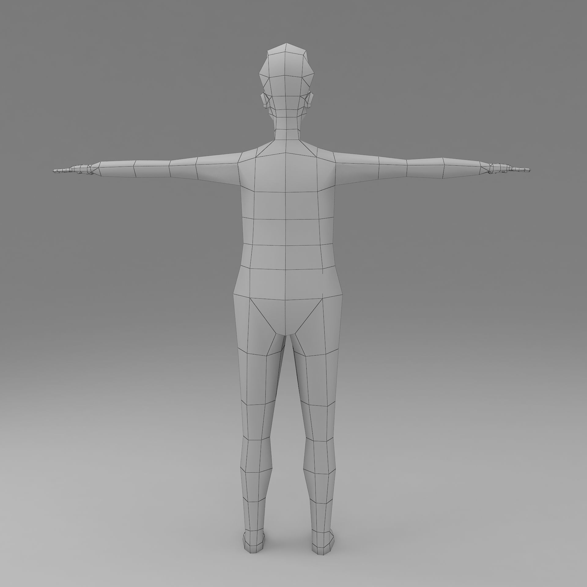 man base mesh Low-poly 3D model_6