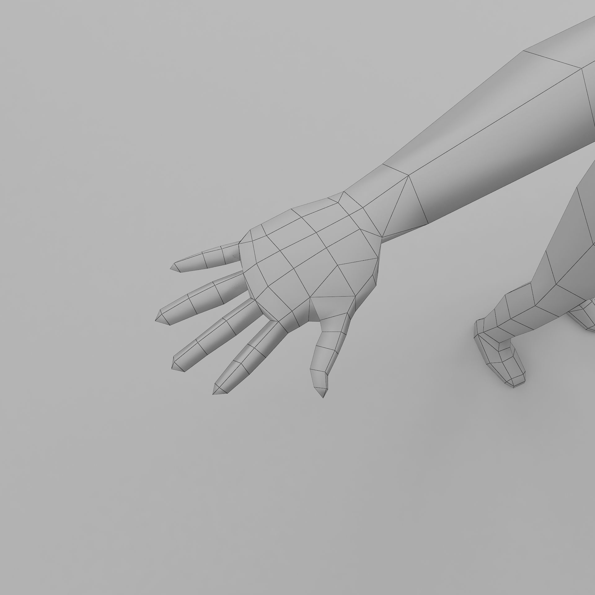 man base mesh Low-poly 3D model_8