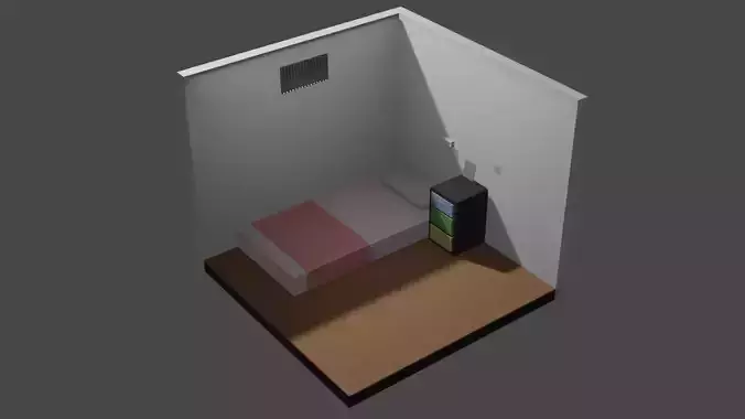 Simple Room Kosan - Low Poly 
