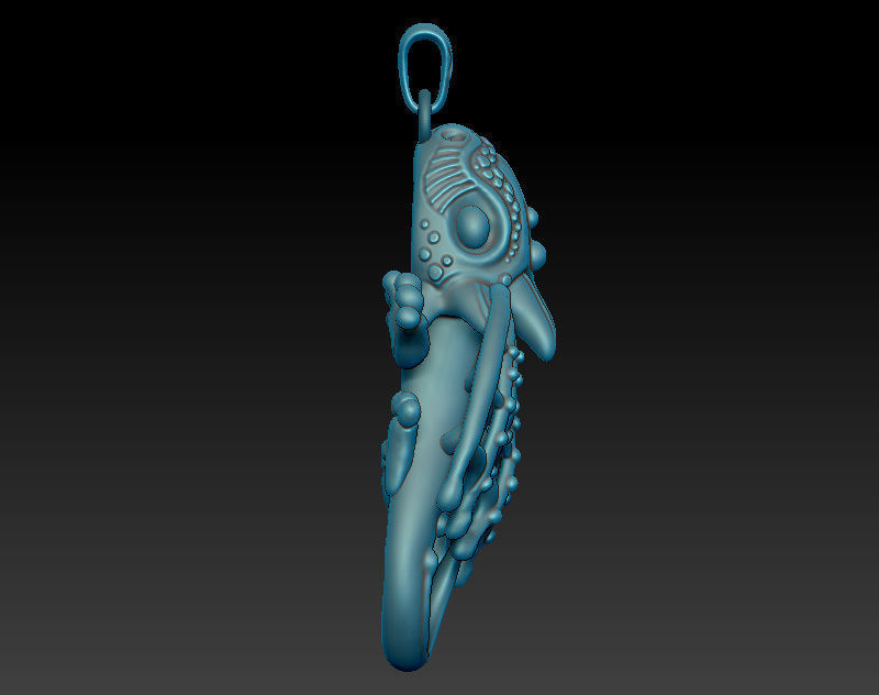 Dragon pendant with wings and pattern for oxidizing 3D print model_7