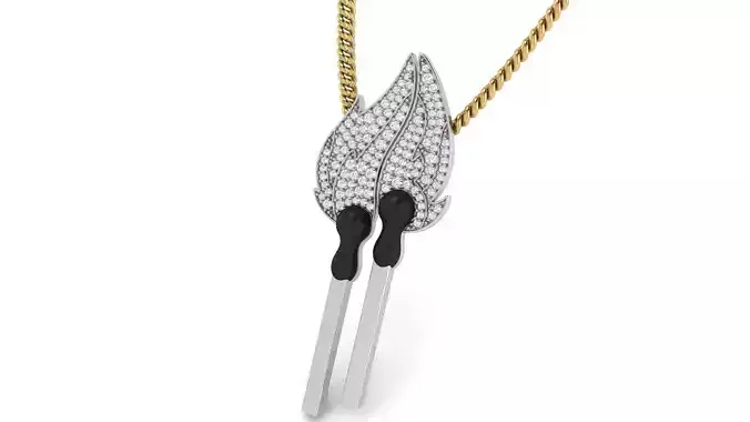  Matchstick 2 way Pendant  For Couple 