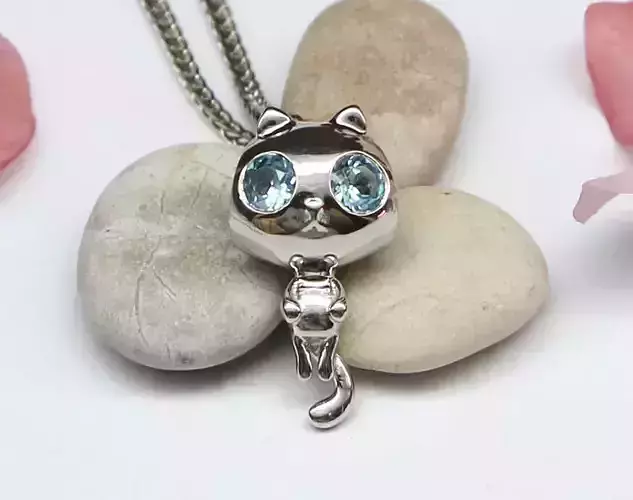 Cat pendant model - 3D printable stl and obj files