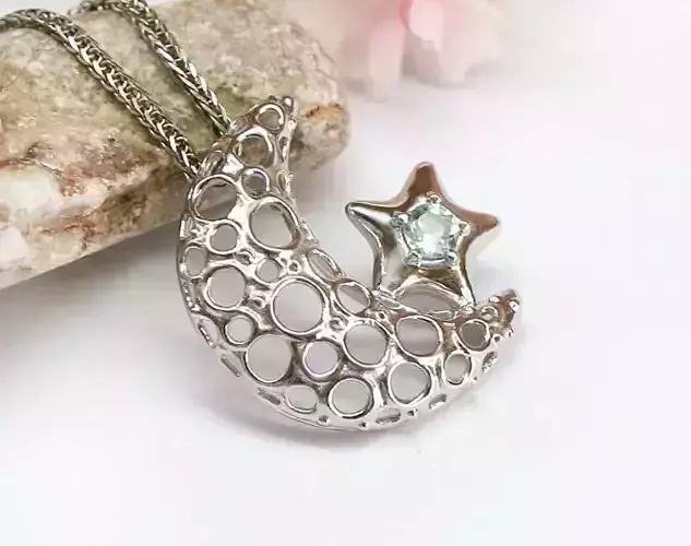 Moon and star pendant jewelry 3D model