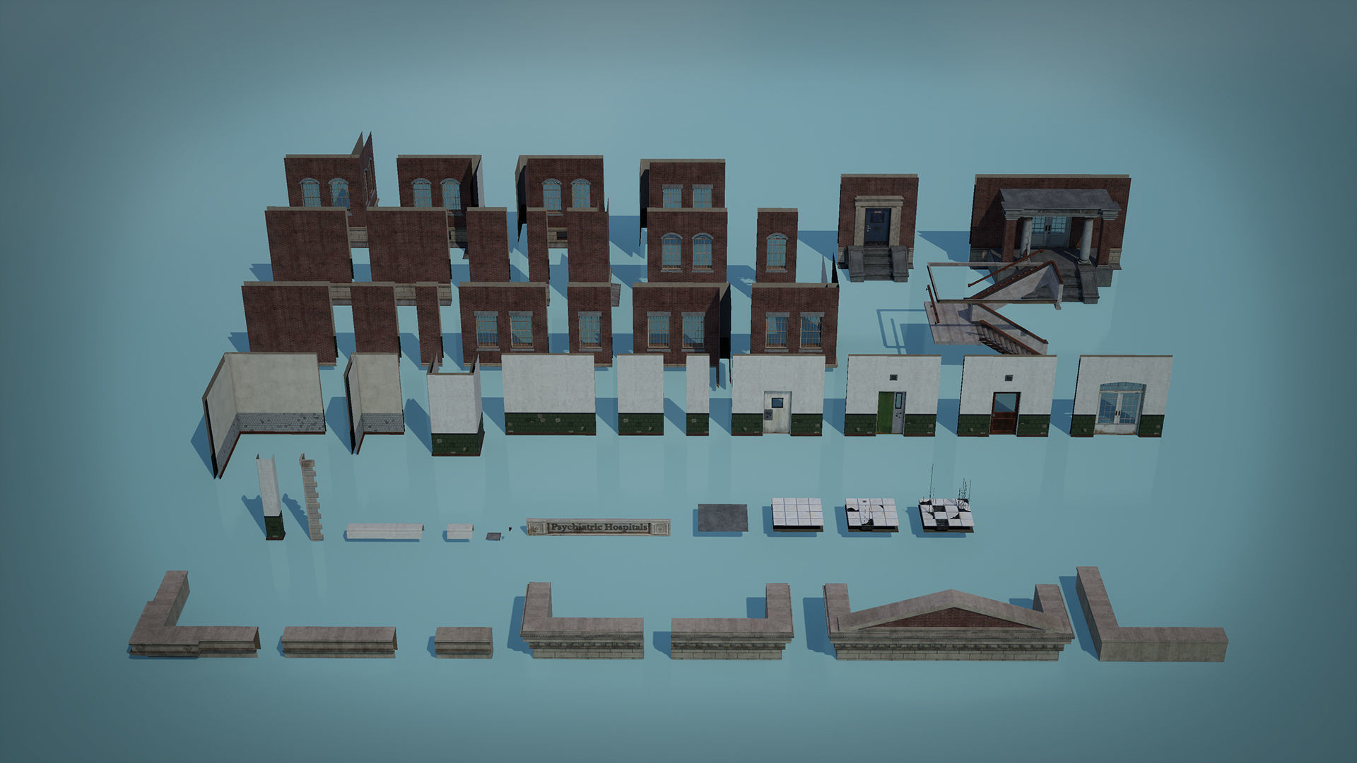 Abandoned Psychiatric Hospital Low-poly 3D model_9