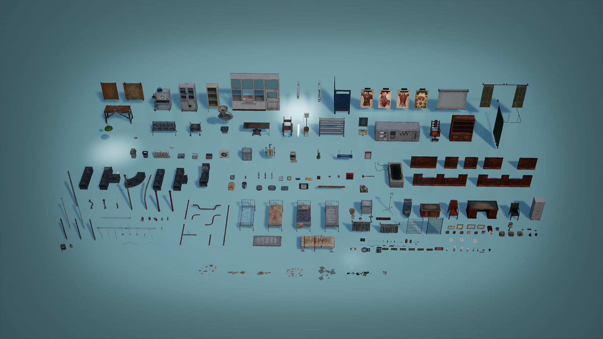 Abandoned Psychiatric Hospital Low-poly 3D model_7