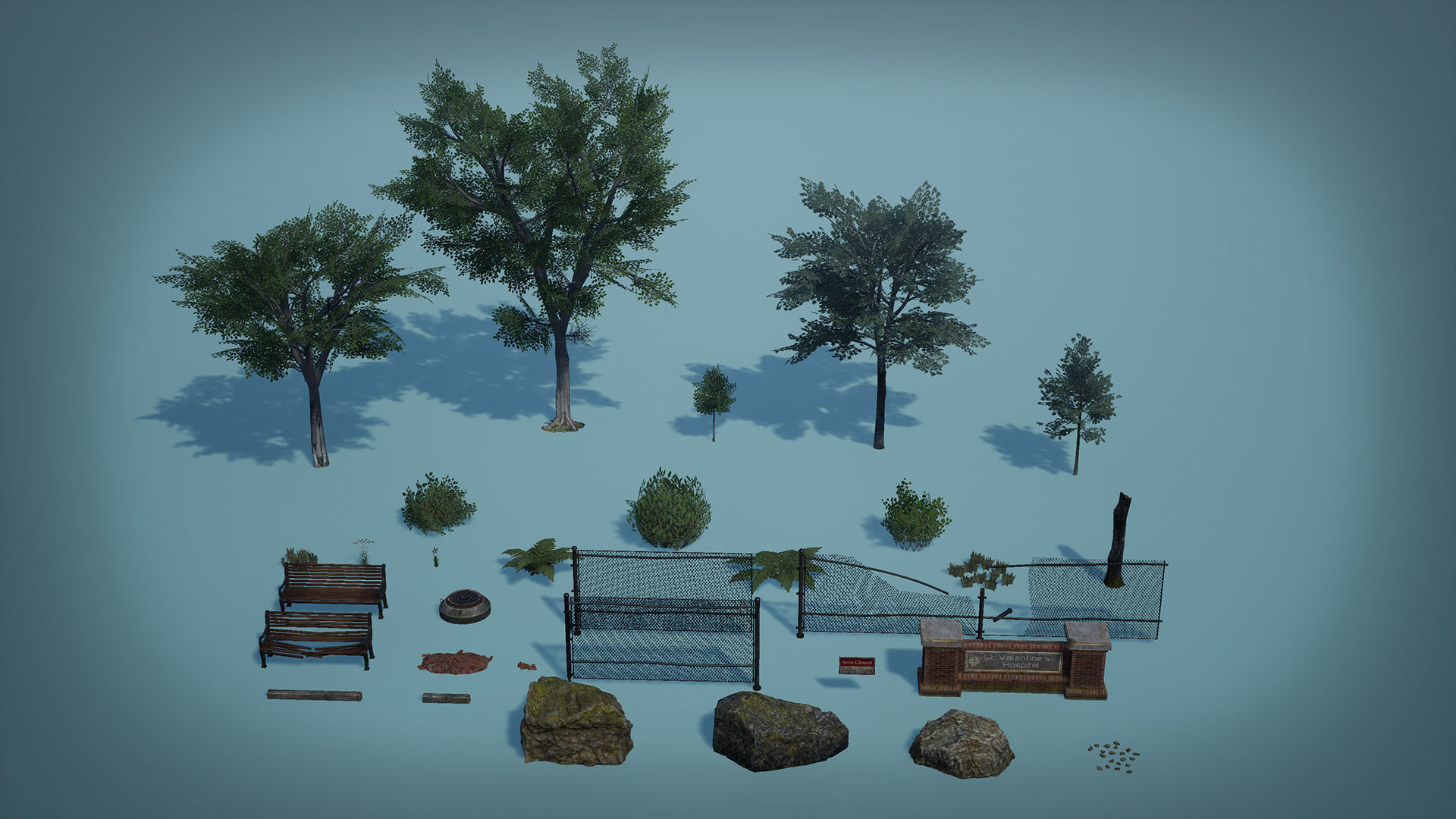 Abandoned Psychiatric Hospital Low-poly 3D model_8