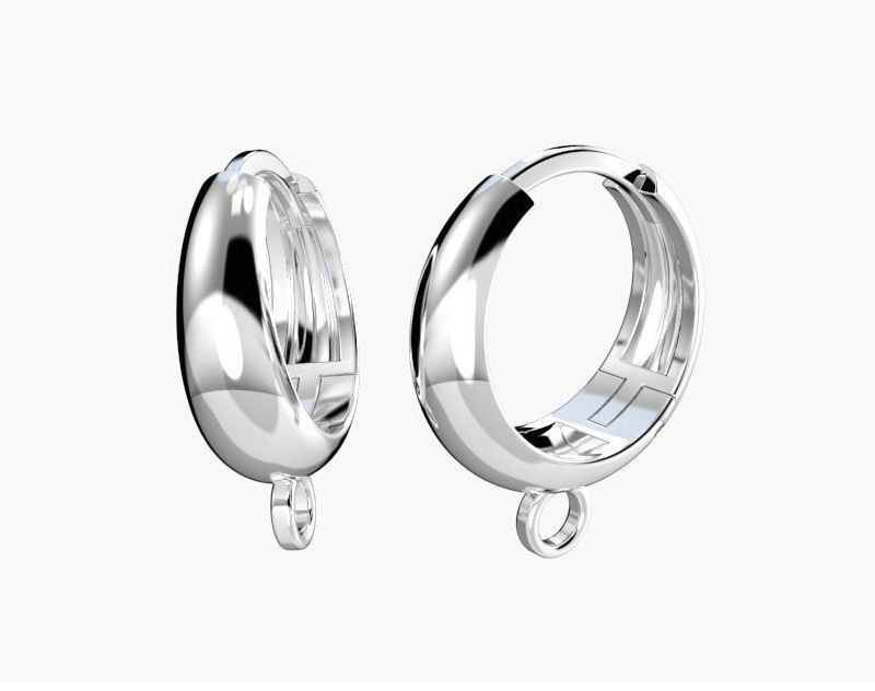 Hoop earrings findings for adding dangling elements 3D print model_4