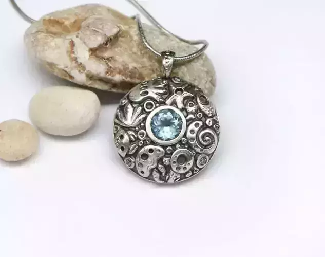 Pendant 3D model with a sea pattern - Jewelry design