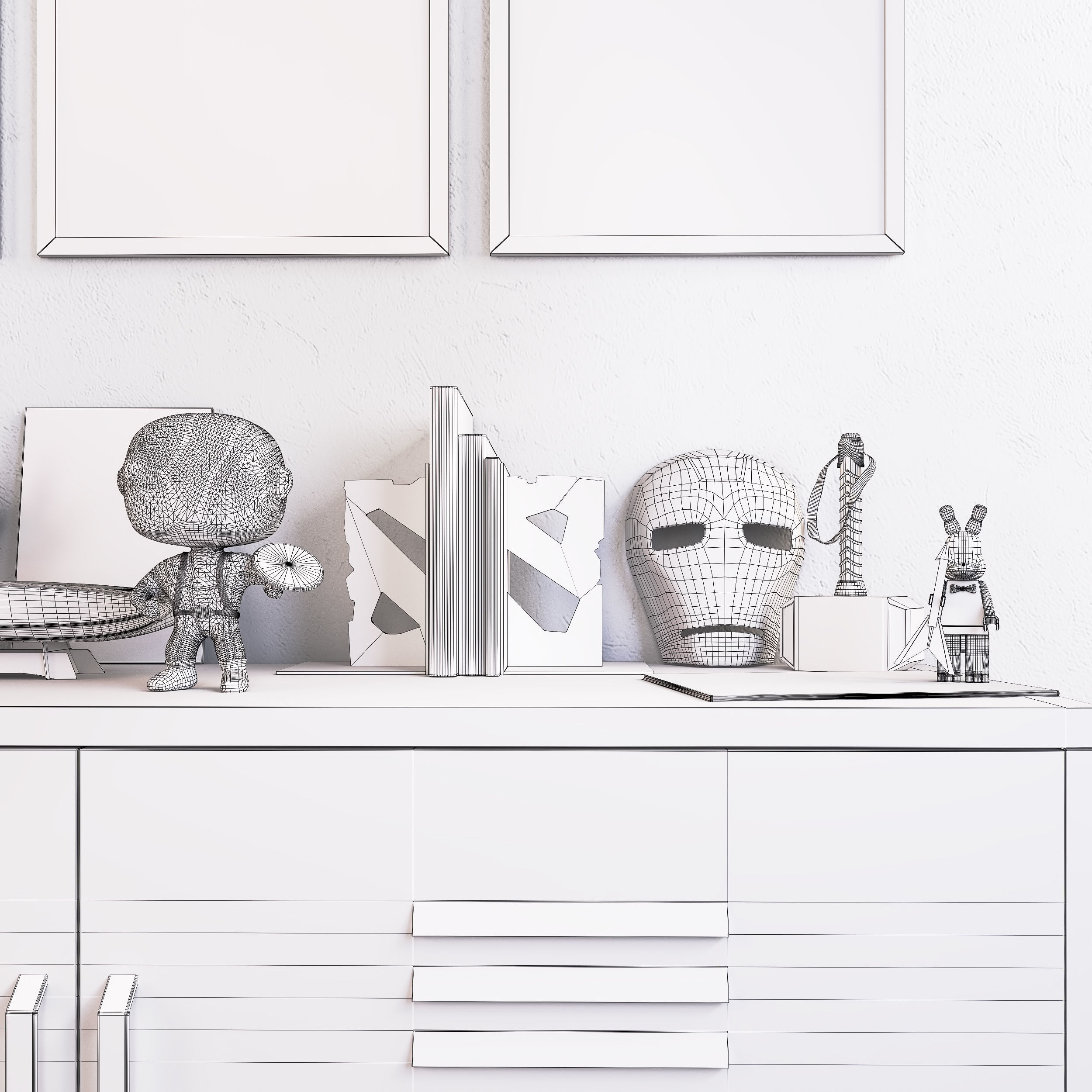 SUPERHERO teen room decor set 3D model_9