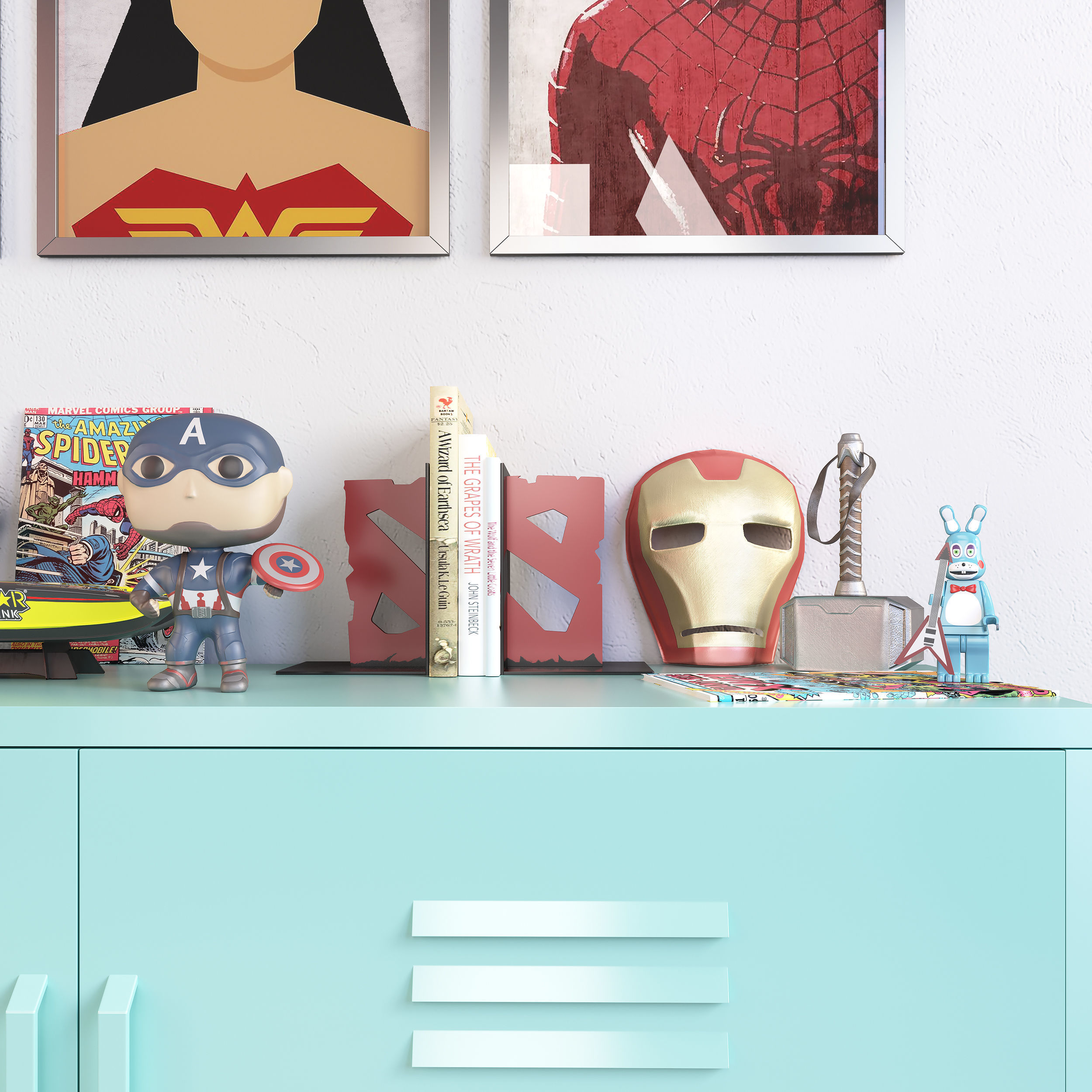 SUPERHERO teen room decor set 3D model_2