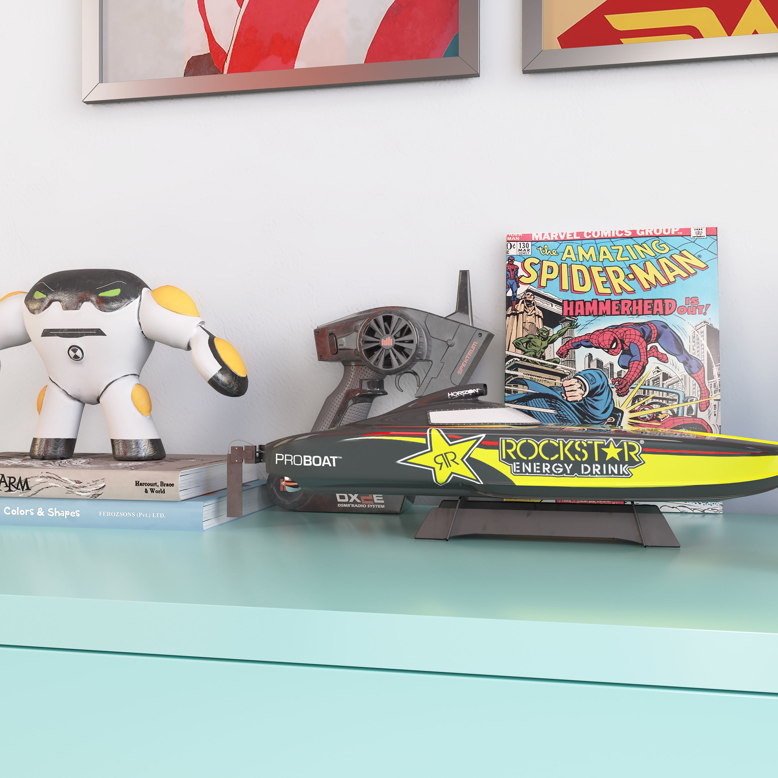 SUPERHERO teen room decor set 3D model_6