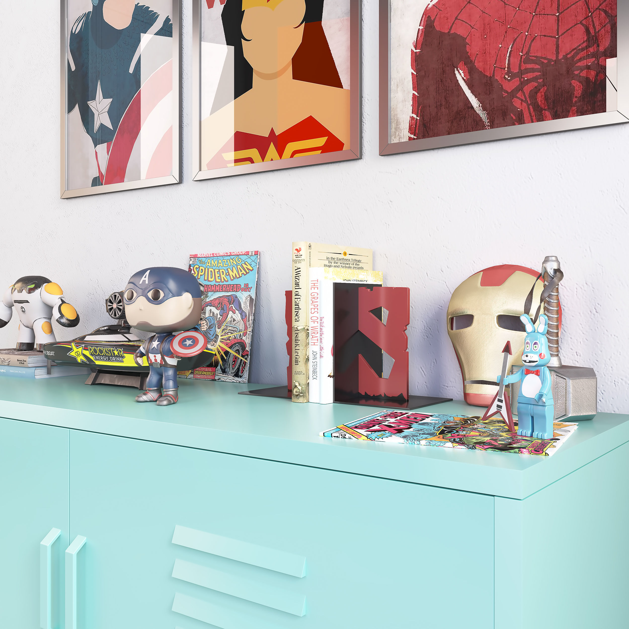 SUPERHERO teen room decor set 3D model_3