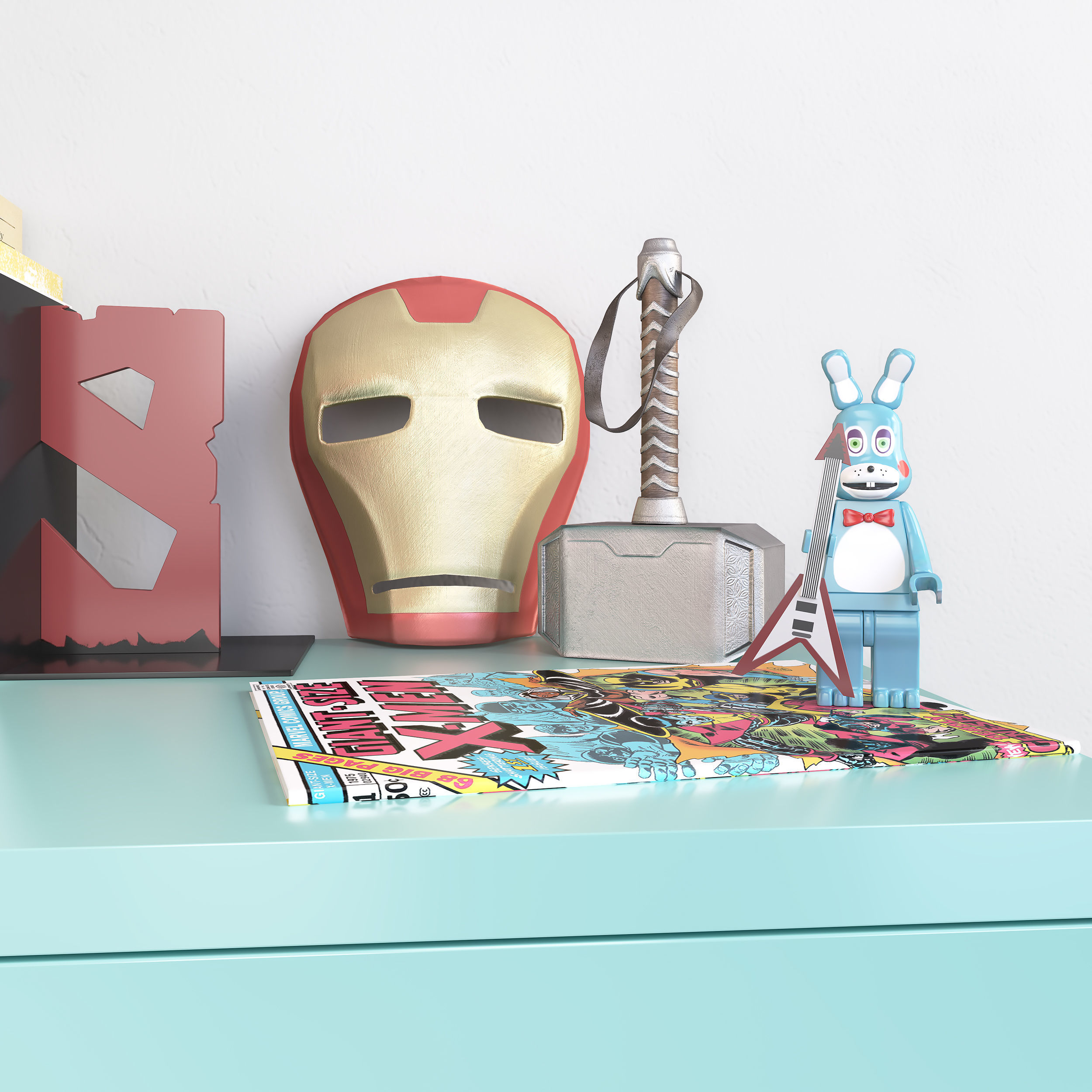 SUPERHERO teen room decor set 3D model_5