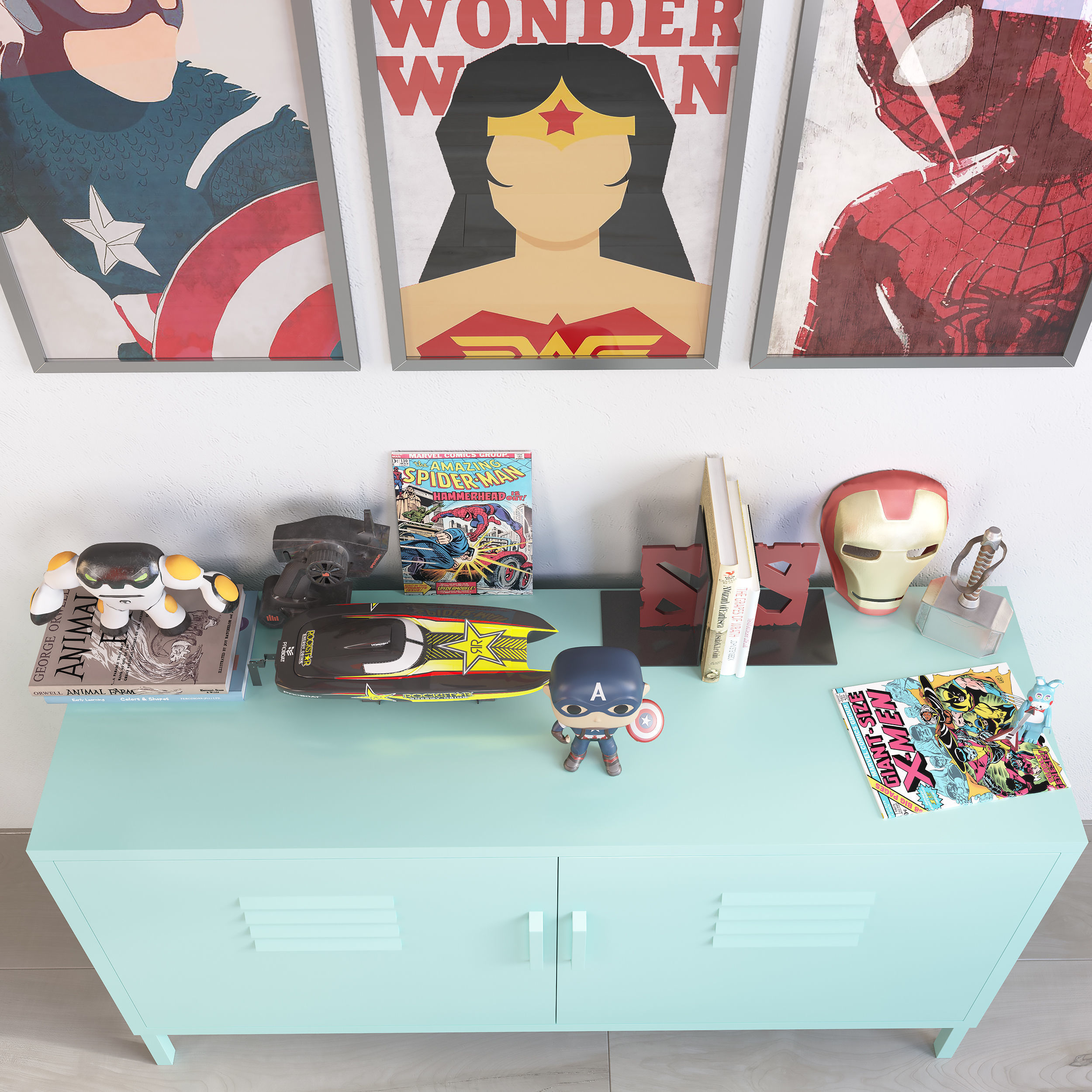 SUPERHERO teen room decor set 3D model_7