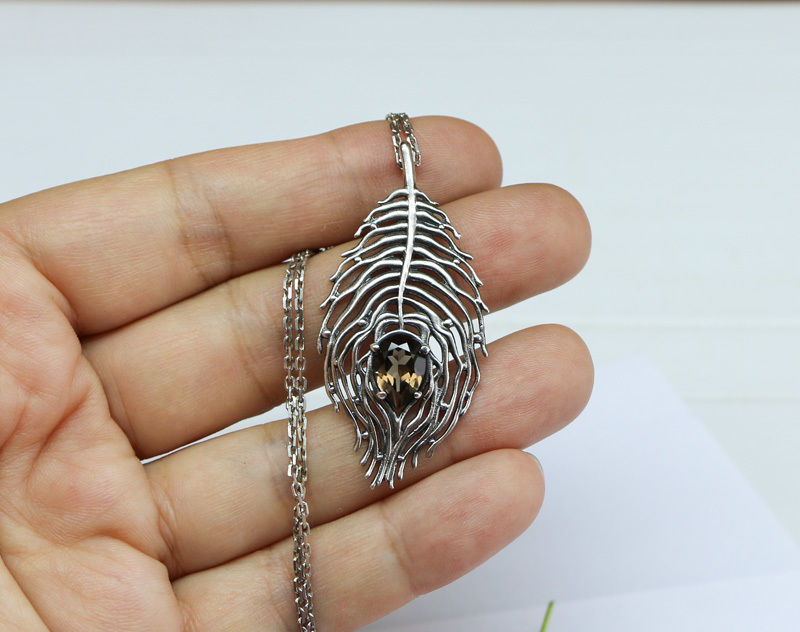 Feather pendant 3D model - Jewelry digital files for printing 3D print model_1