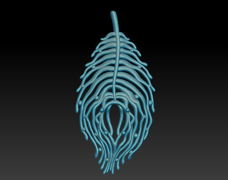 Feather pendant 3D model - Jewelry digital files for printing 3D print model_3