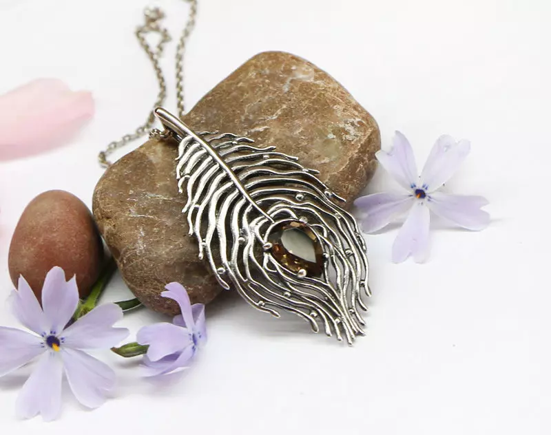 Feather pendant 3D model - Jewelry digital files for printing 3D print model_0