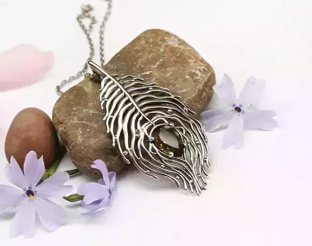 Feather pendant 3D model - Jewelry digital files for printing