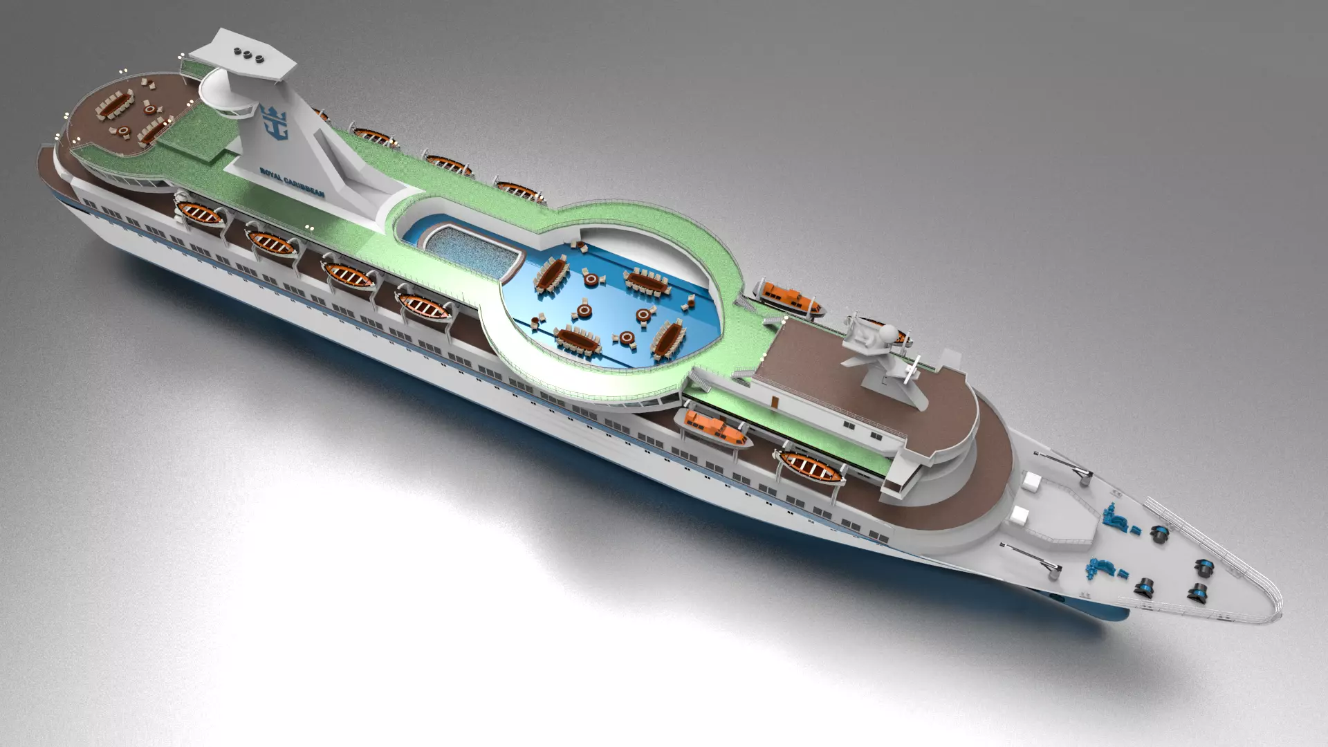 Cruise Ship Royal caribbean Sun Viking 3D model_0