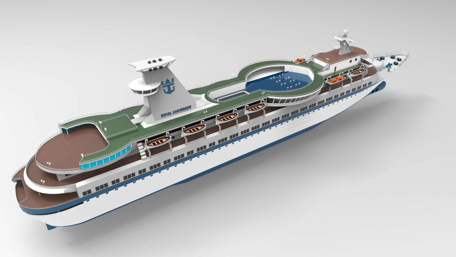 Cruise Ship Royal caribbean Sun Viking 3D model_1