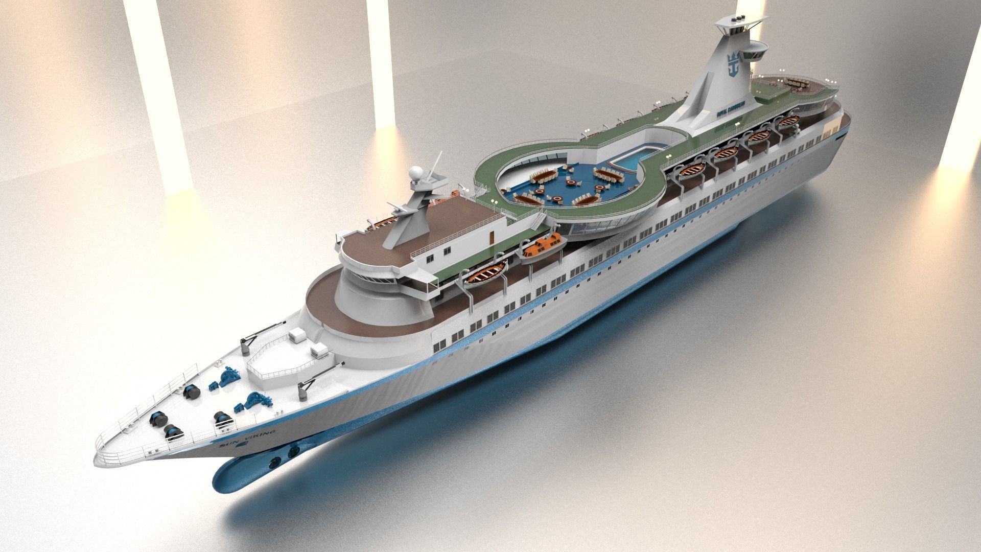 Cruise Ship Royal caribbean Sun Viking 3D model_6