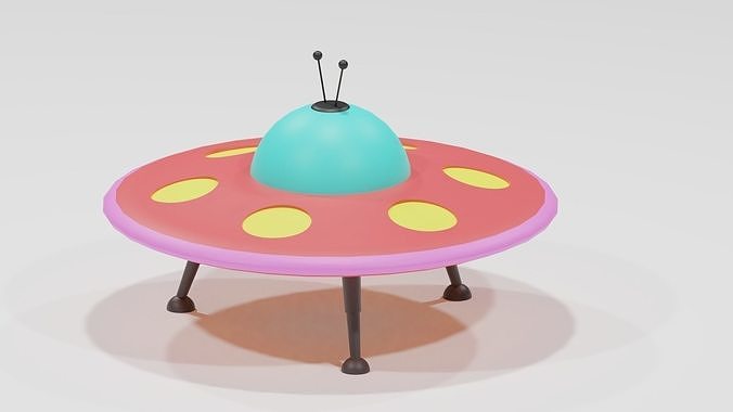 Low Poly Cartoon UFO Low-poly 3D model