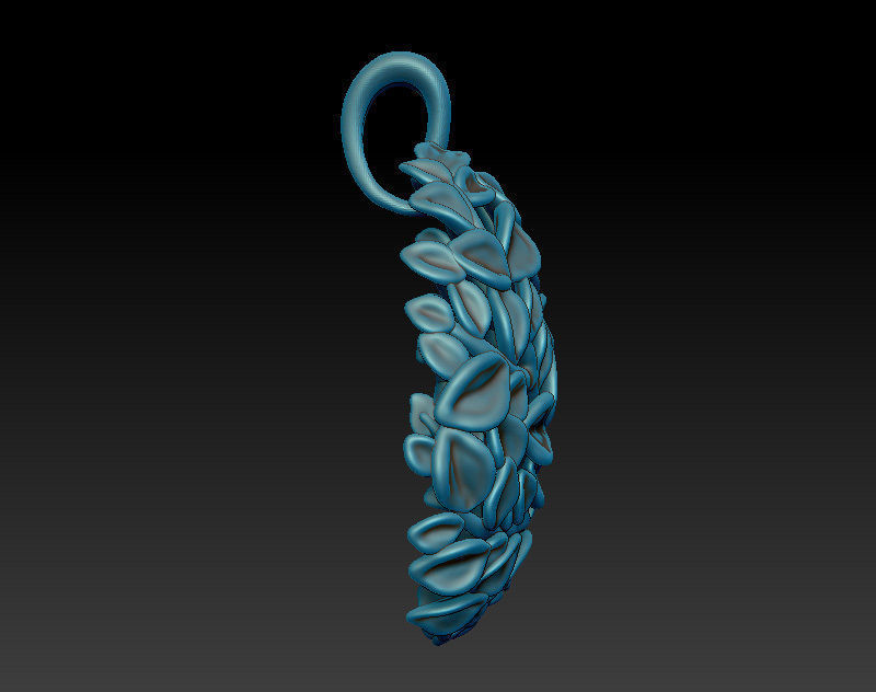 3D model - Round pendant with leaves 3D print model_6