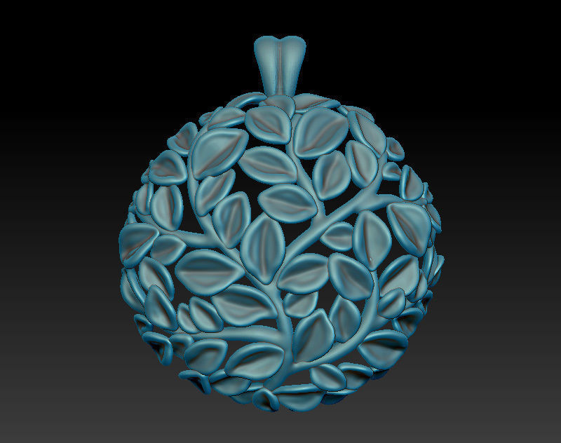 3D model - Round pendant with leaves 3D print model_4