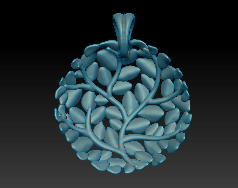 3D model - Round pendant with leaves 3D print model_5