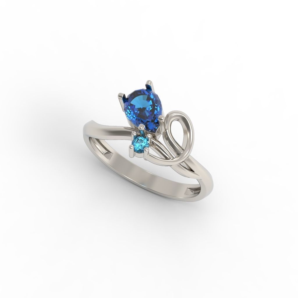 Women ring with gems 3dm stl 3D print model_26