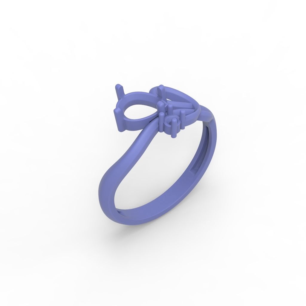 Women ring with gems 3dm stl 3D print model_20