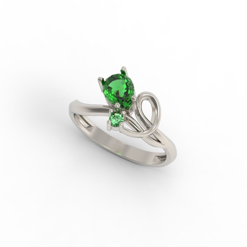 Women ring with gems 3dm stl 3D print model_25