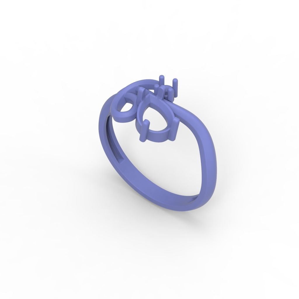 Women ring with gems 3dm stl 3D print model_19