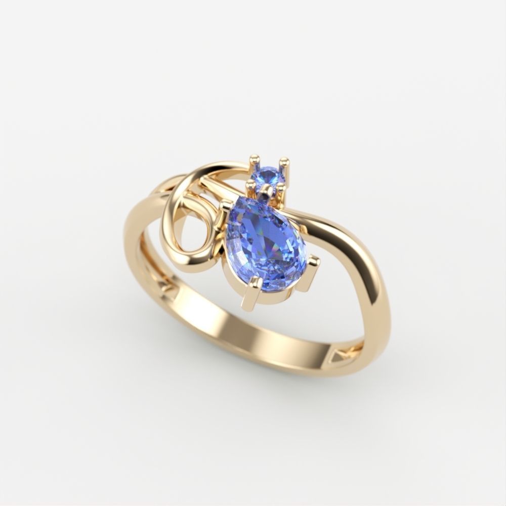 Women ring with gems 3dm stl 3D print model_4