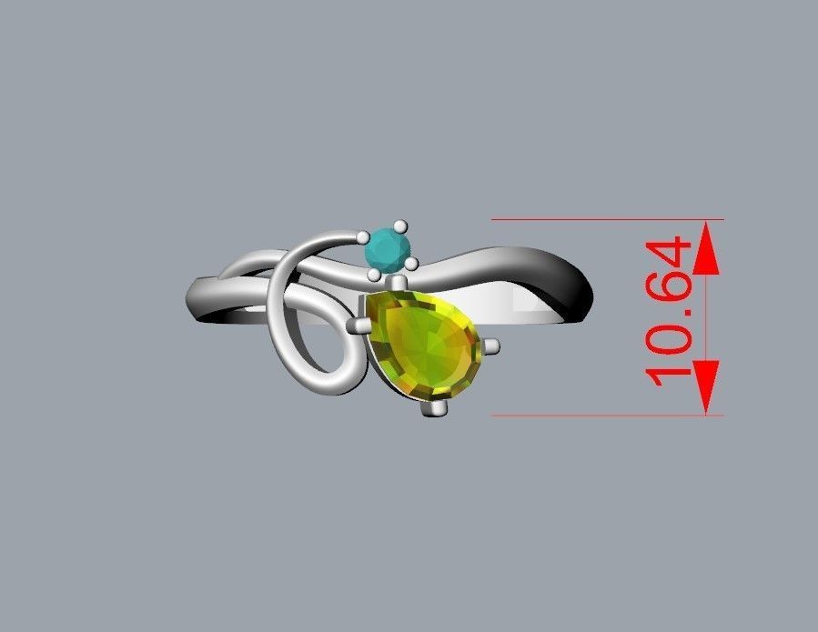 Women ring with gems 3dm stl 3D print model_14