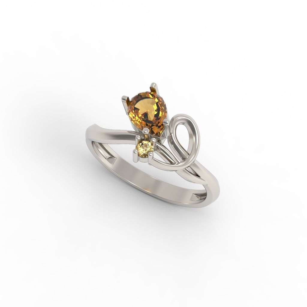 Women ring with gems 3dm stl 3D print model_28