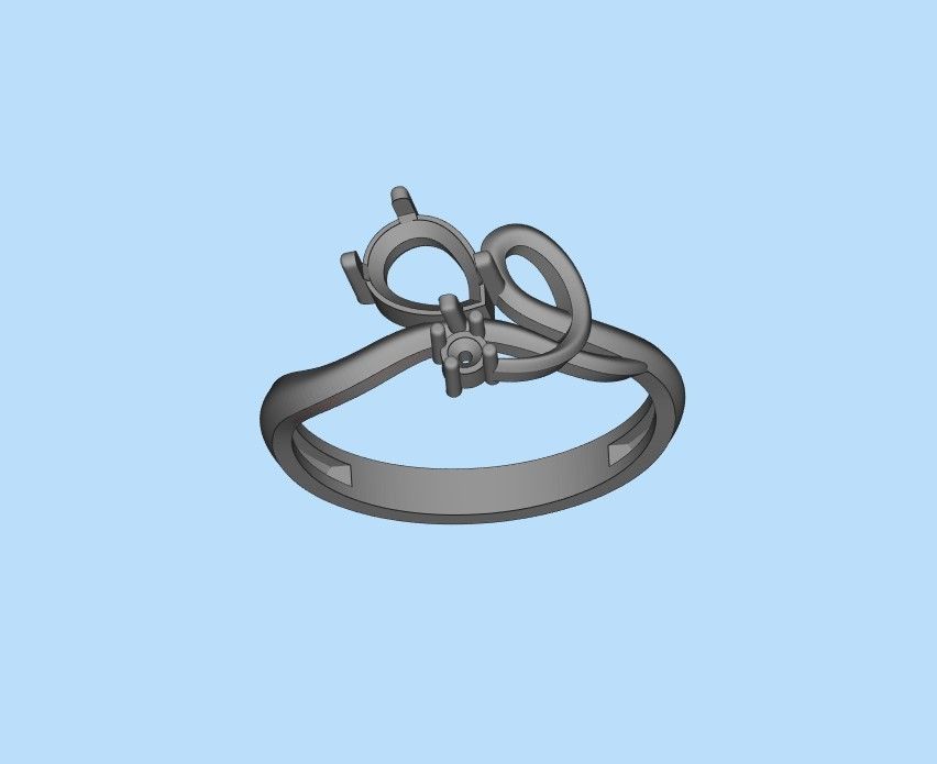 Women ring with gems 3dm stl 3D print model_36