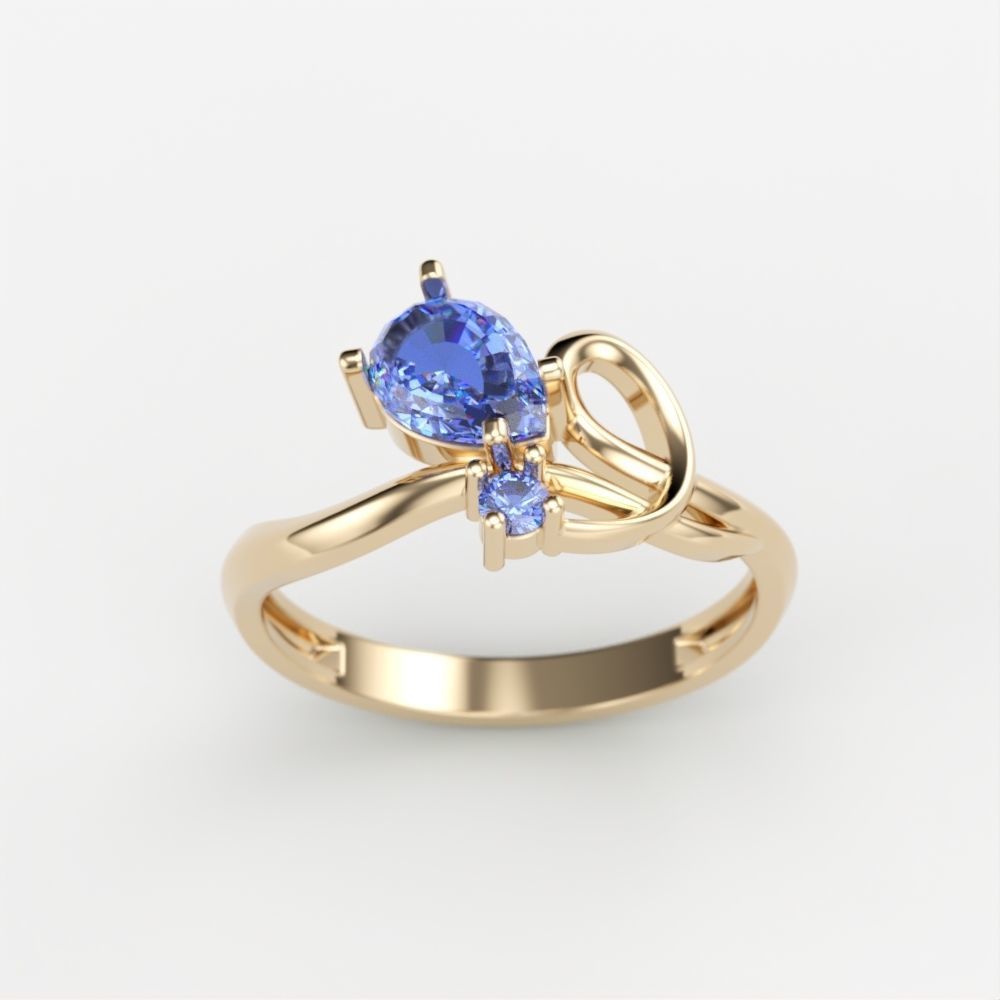 Women ring with gems 3dm stl 3D print model_6