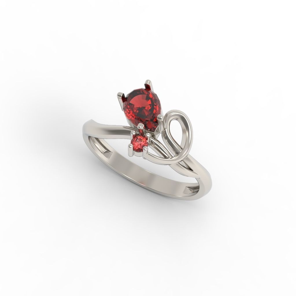 Women ring with gems 3dm stl 3D print model_27