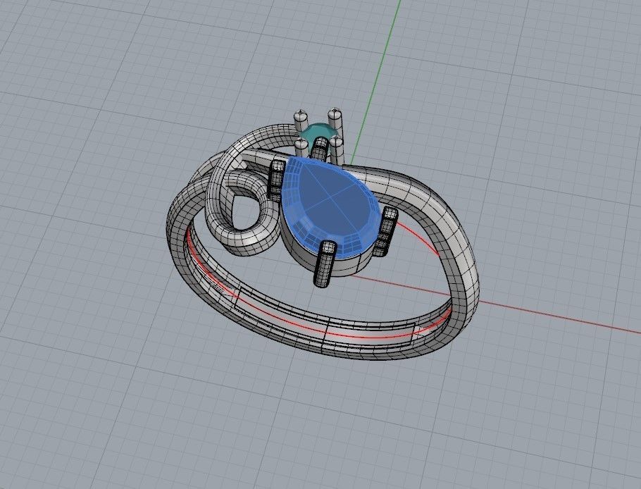 Women ring with gems 3dm stl 3D print model_32