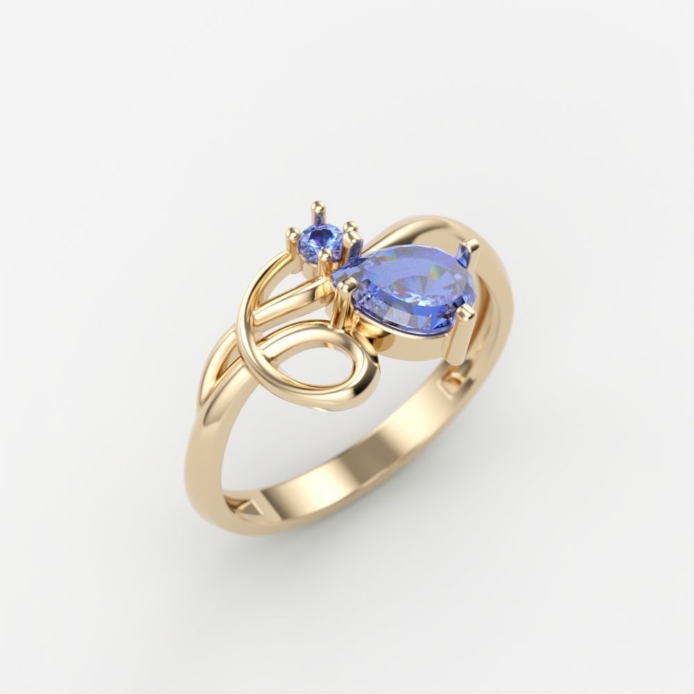 Women ring with gems 3dm stl 3D print model_5