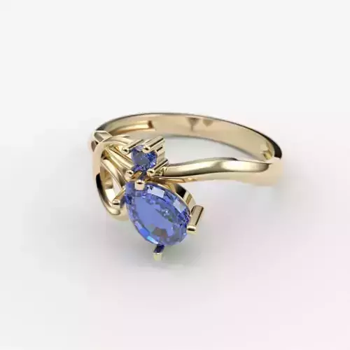Women ring with gems 3dm stl