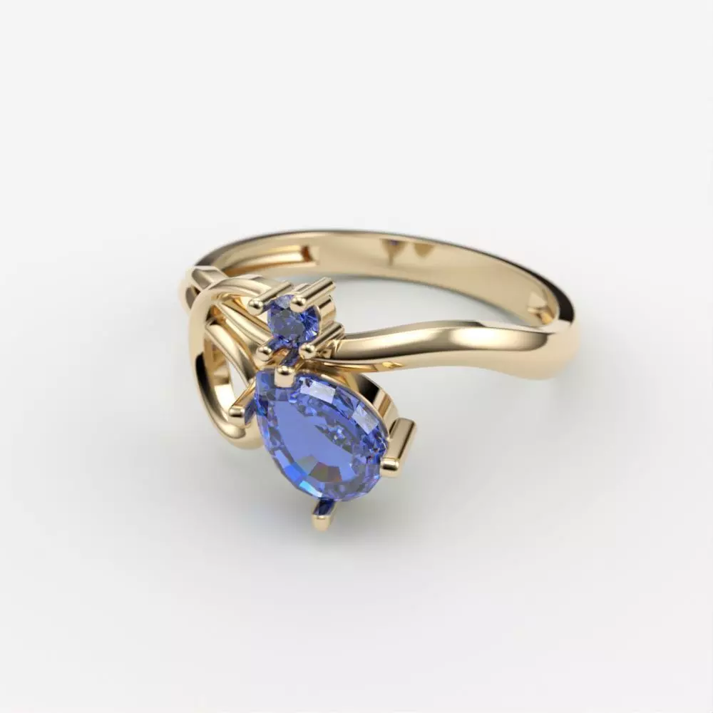 Women ring with gems 3dm stl 3D print model_0