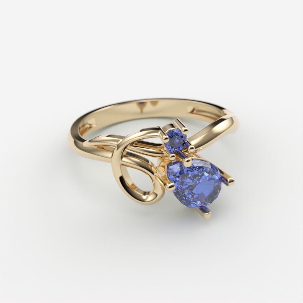 Women ring with gems 3dm stl 3D print model_1