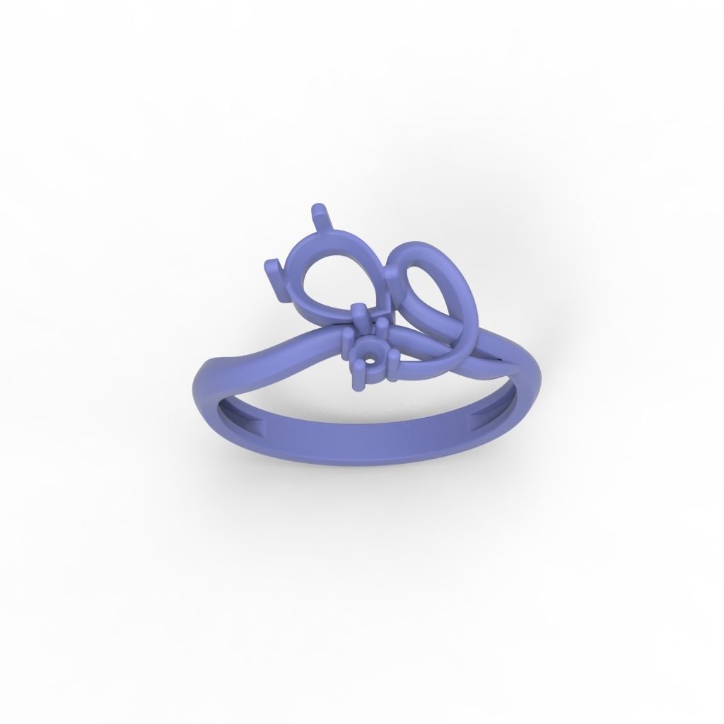 Women ring with gems 3dm stl 3D print model_15