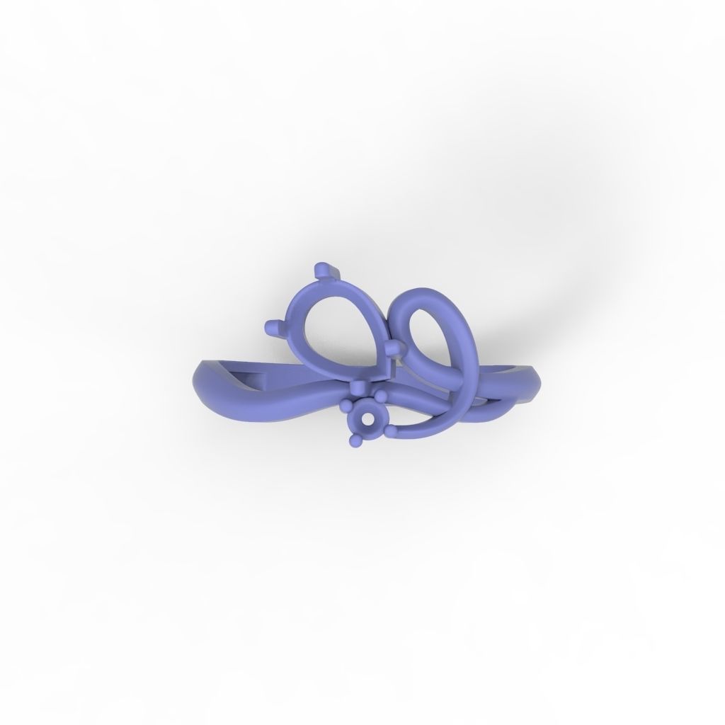 Women ring with gems 3dm stl 3D print model_21