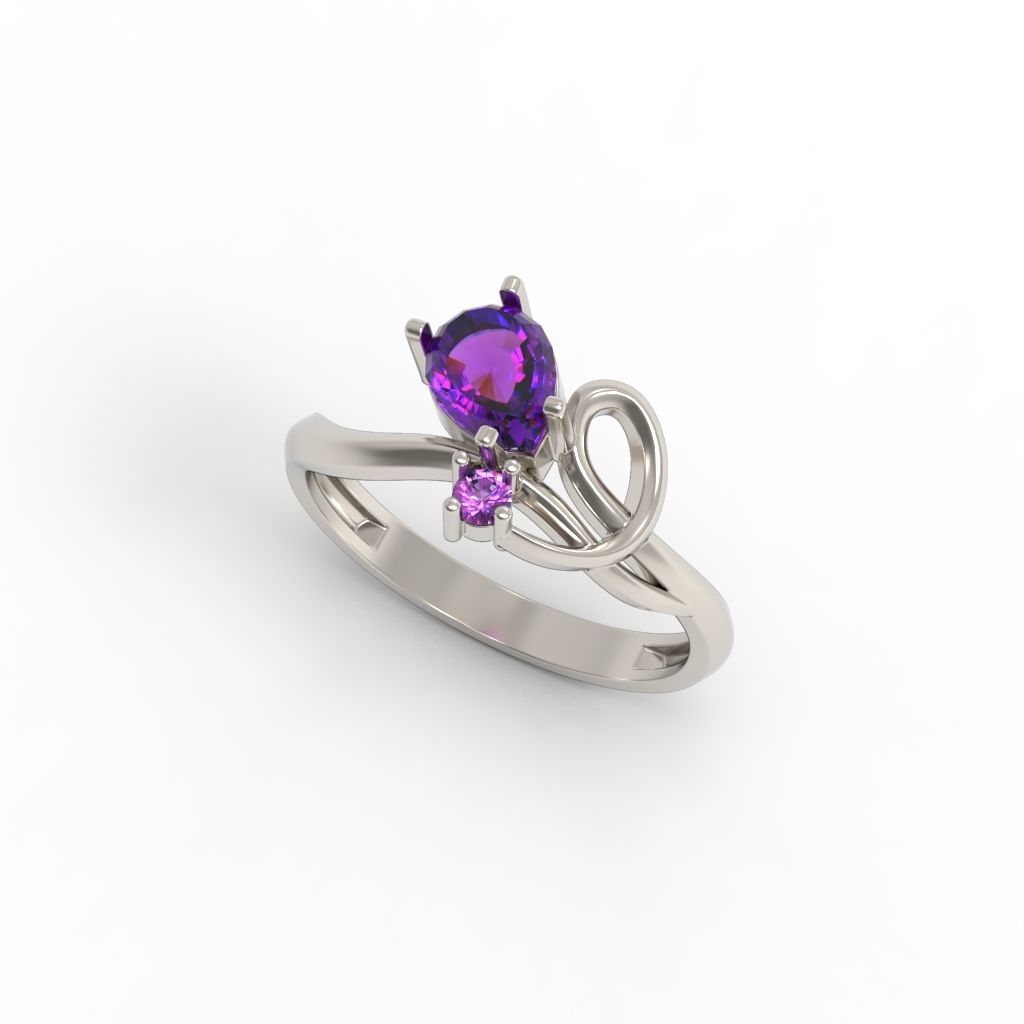 Women ring with gems 3dm stl 3D print model_24