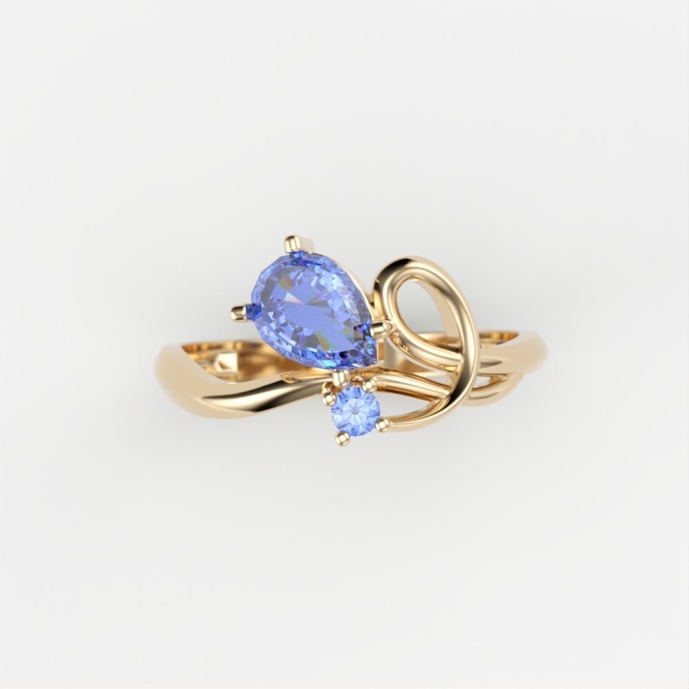 Women ring with gems 3dm stl 3D print model_7