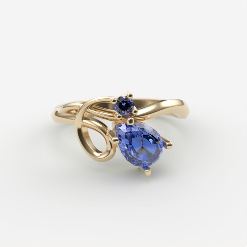 Women ring with gems 3dm stl 3D print model_3