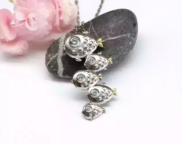 Fish flock pendant necklace model 3D print model